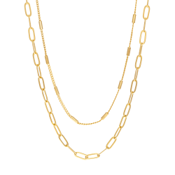 Collier en laiton doré, double chaînes