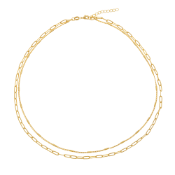 Collier en laiton doré, double chaînes