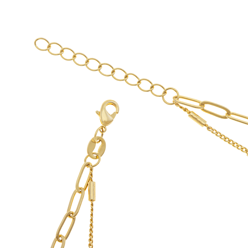 Collier en laiton doré, double chaînes