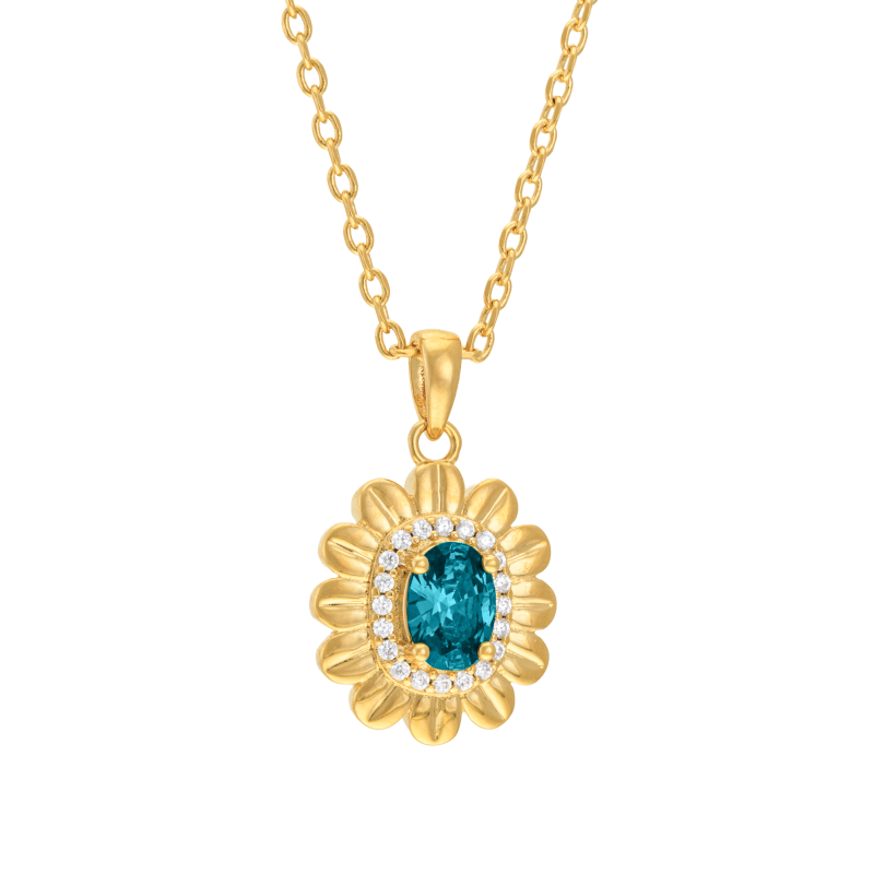 Collier en laiton doré et oxydes de zirconium