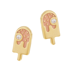 Boucles d'oreilles en plaqué or, oxyde de zirconium et laque, glace