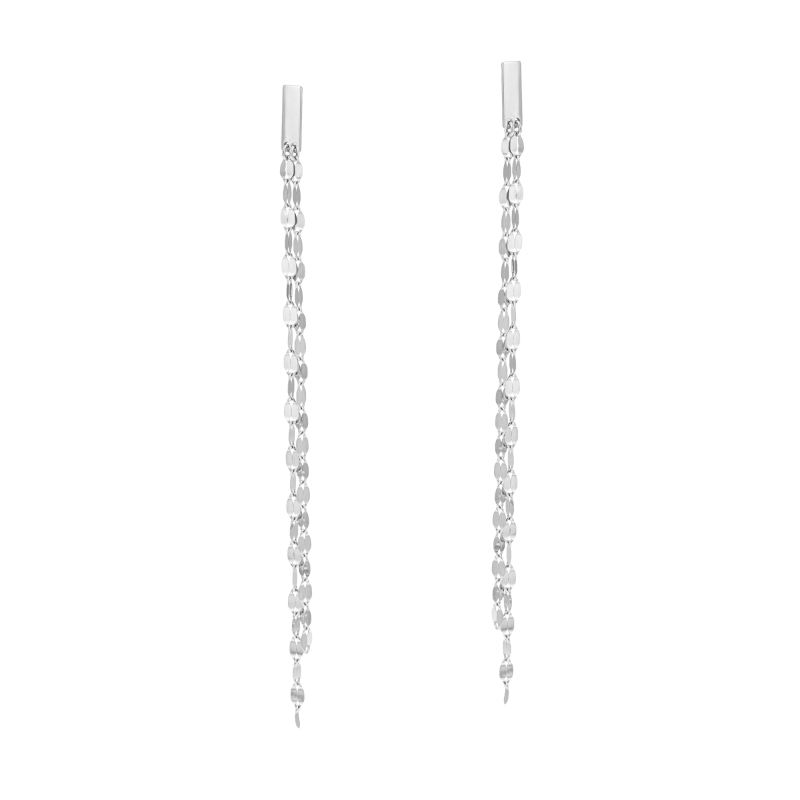 Boucles d'oreilles en argent rhodié, chaines