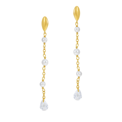 Boucles d'oreilles en argent doré et perles synthétiques