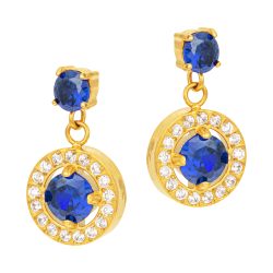 Boucles d'oreilles en acier doré et oxydes de zirconium