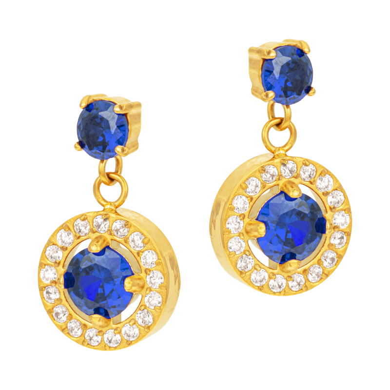 Boucles d'oreilles en acier doré et oxydes de zirconium