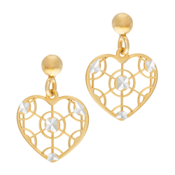 Boucles d'oreilles en argent doré et rhodié, coeur