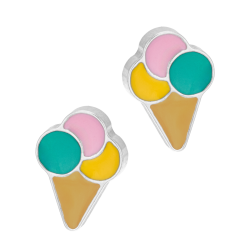 Boucles d'oreilles en argent rhodié et laque, glace
