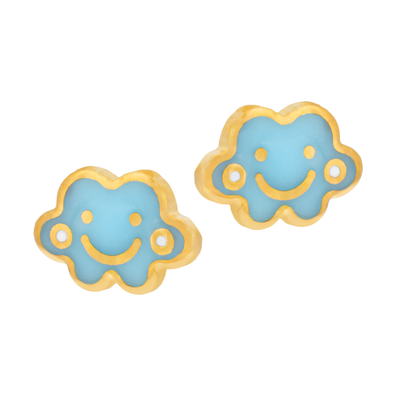 Boucles d'oreilles en argent doré et laque, nuage