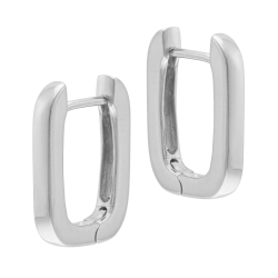 Boucles d'oreilles en argent rhodié, rectangle