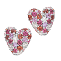 Boucles d'oreilles en argent rhodié et oxydes de zirconium, coeur
