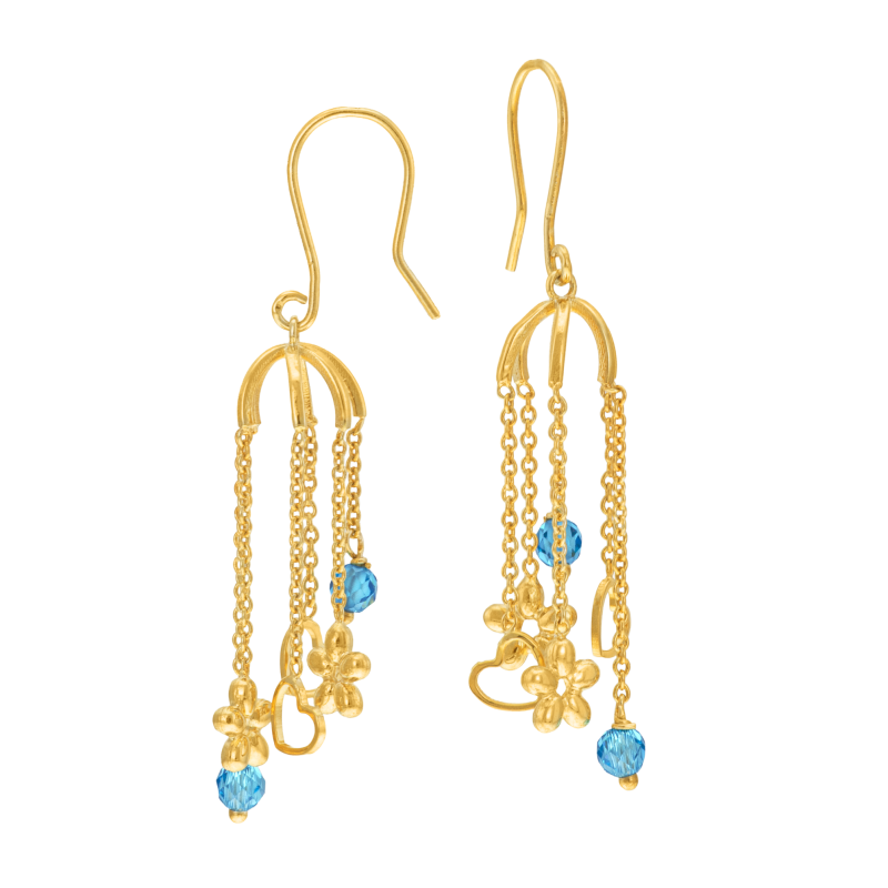 Boucles d'oreilles en acier doré et cristaux de synthèse, jeu d'enfant