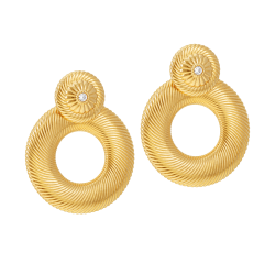 Boucles d'oreilles en laiton doré et oxyde de zirconium, cercle