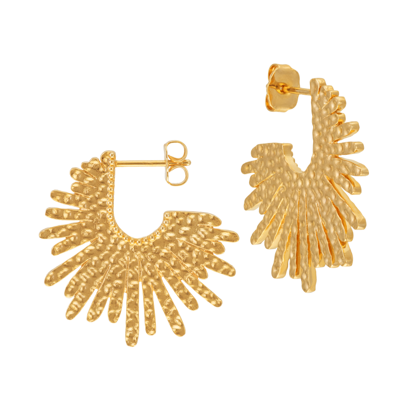 Boucles d'oreilles en laiton doré, soleil