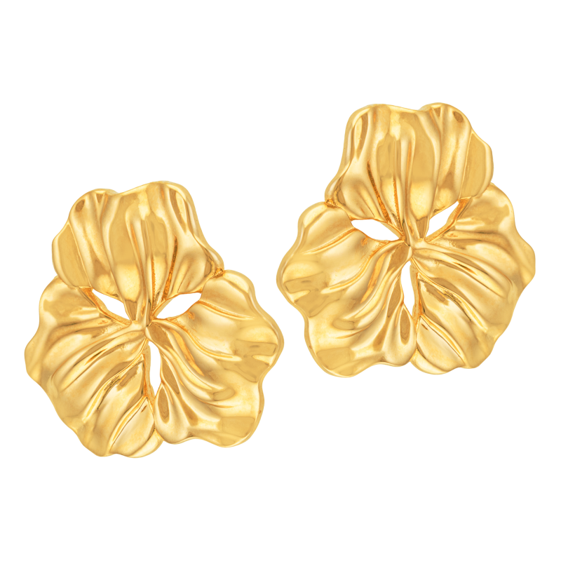 Boucles d'oreilles en laiton doré, fleur