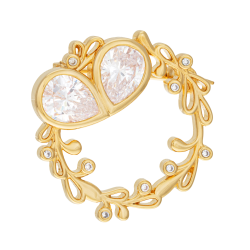 Broche en plaqué or et oxydes de zirconium, rond