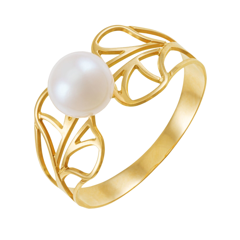 Bague en or jaune et perle de culture