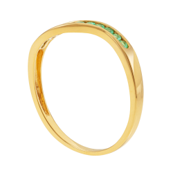 Bague en or jaune et émeraudes