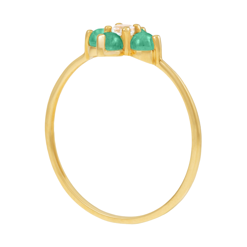 Bague en or jaune, aventurines et topaze