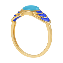 Bague en or jaune, verre et laque