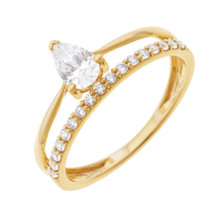 Bague en or jaune et oxydes de zirconium, double