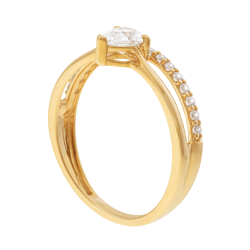 Bague en or jaune et oxydes de zirconium, double