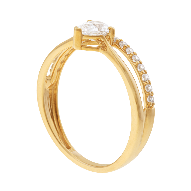Bague en or jaune et oxydes de zirconium, double