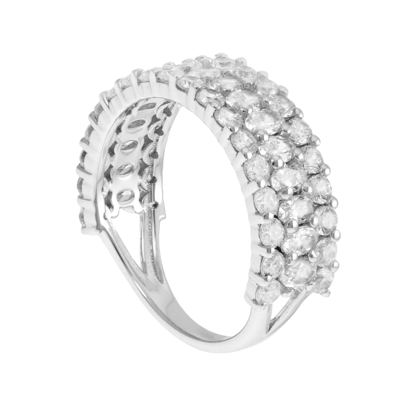 Bague en argent rhodié et oxydes de zirconium