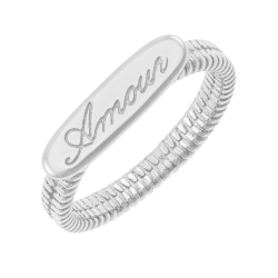 Bague en argent rhodié, maman