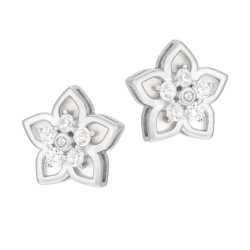 Boucles d'oreilles en argent rhodié, oxydes de zirconium et pierre synthétique