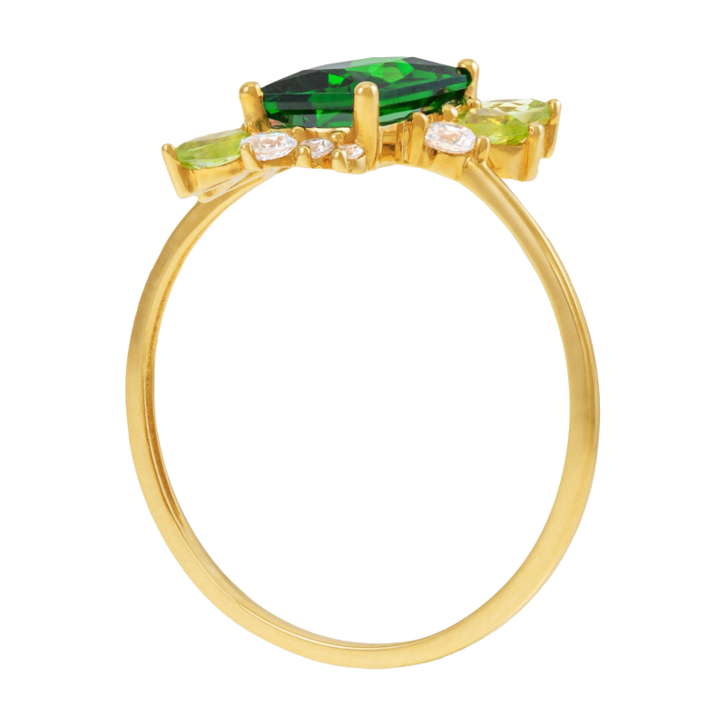 Bague en or jaune et oxydes de zirconium