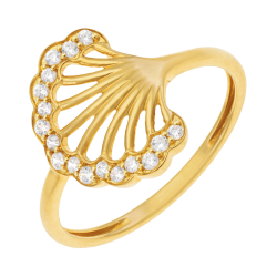 Bague en or jaune et oxydes de zirconium