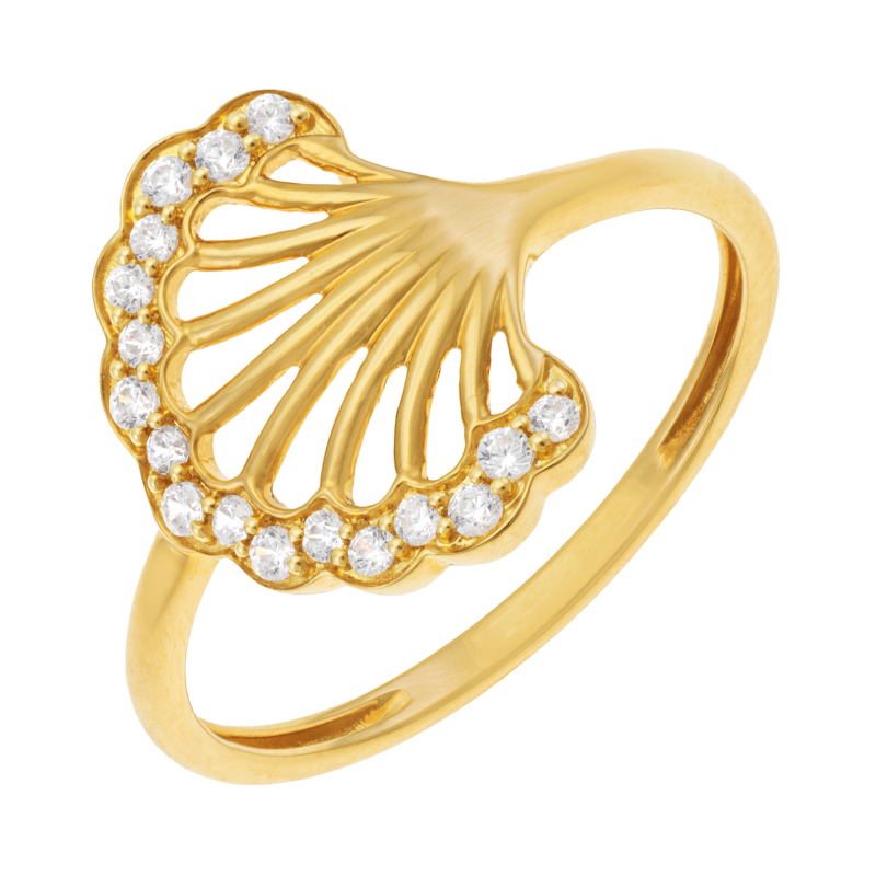 Bague en or jaune et oxydes de zirconium