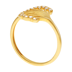 Bague en or jaune et oxydes de zirconium