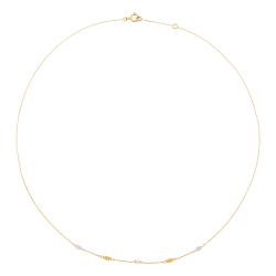 Collier en or jaune et rhodié, perle de culture