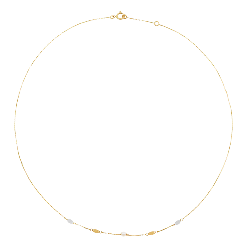 Collier en or jaune et rhodié, perle de culture