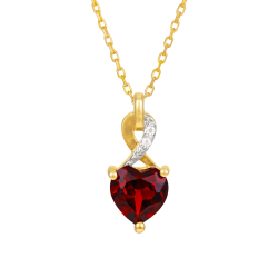 Collier en or jaune et rhodié, grenat et diamants