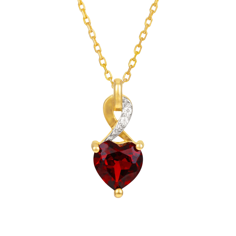 Collier en or jaune et rhodié, grenat et diamants