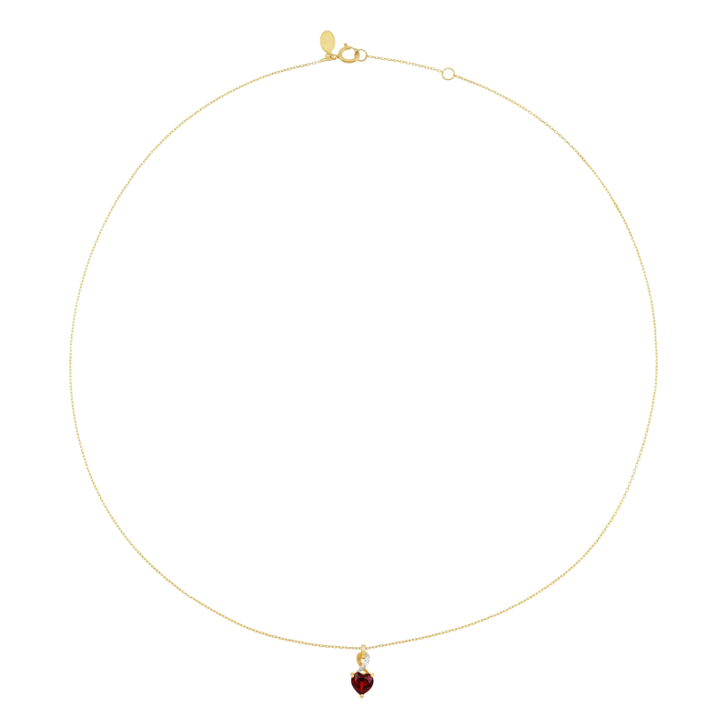Collier en or jaune et rhodié, grenat et diamants