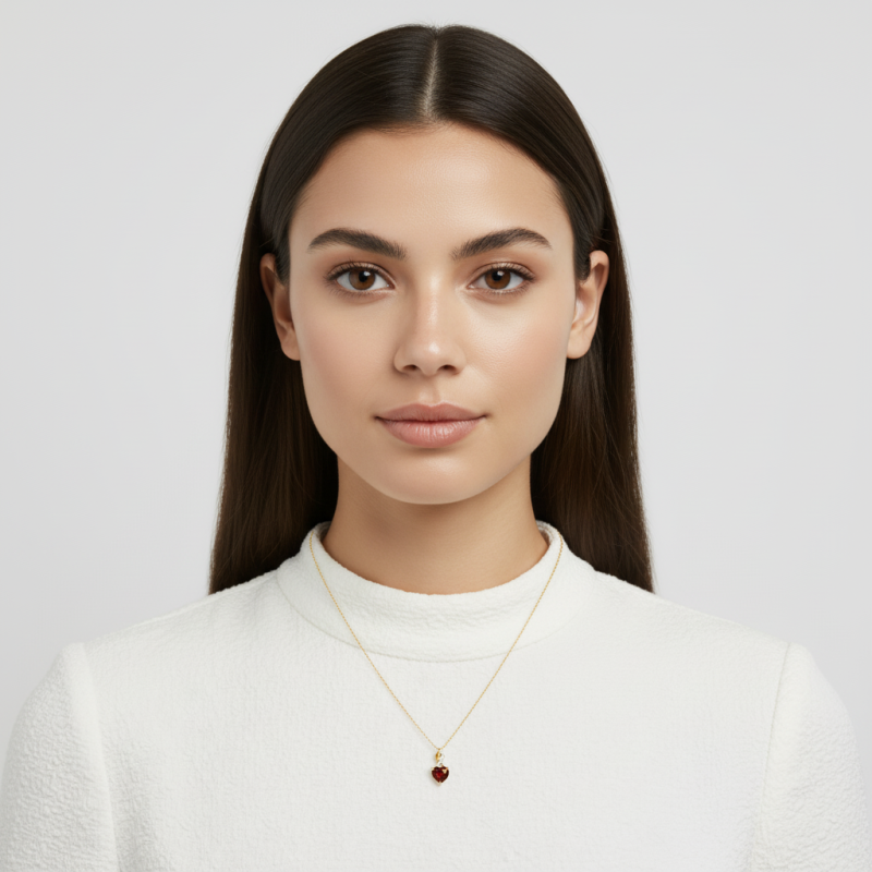 Collier en or jaune et rhodié, grenat et diamants