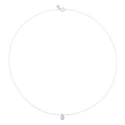 Collier en or gris, aigue marine et diamants