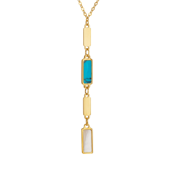 Collier en or jaune, nacre et pierre synthétique