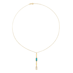 Collier en or jaune, nacre et pierre synthétique
