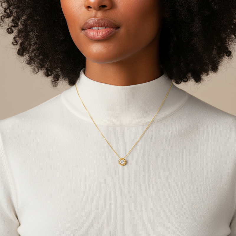 Collier en or jaune et oxyde de zirconium
