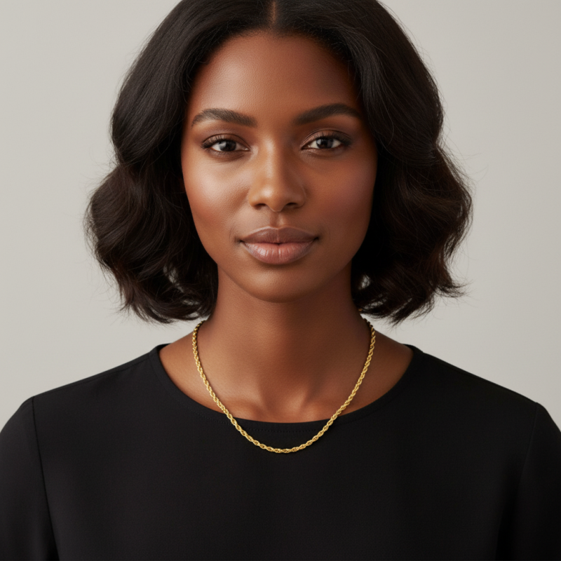 Collier en or jaune, maille fantaisie