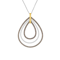 Collier en or jaune et argent rhodié, oxydes de zirconium et oxydes de zirconium bruns