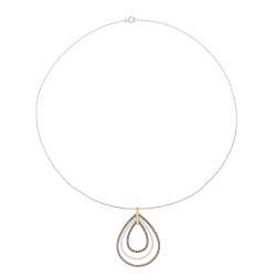 Collier en or jaune et argent rhodié, oxydes de zirconium et oxydes de zirconium bruns