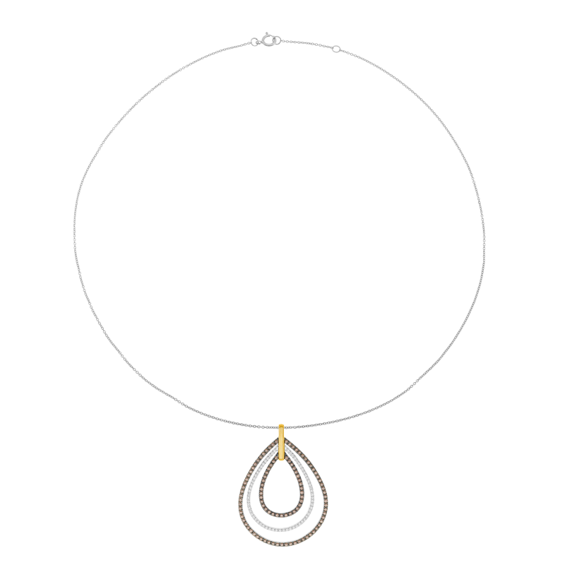 Collier en or jaune et argent rhodié, oxydes de zirconium et oxydes de zirconium bruns