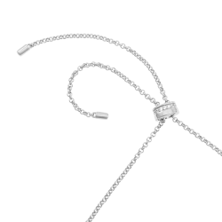 Collier en or jaune et argent rhodié, oxydes de zirconium, double chaîne