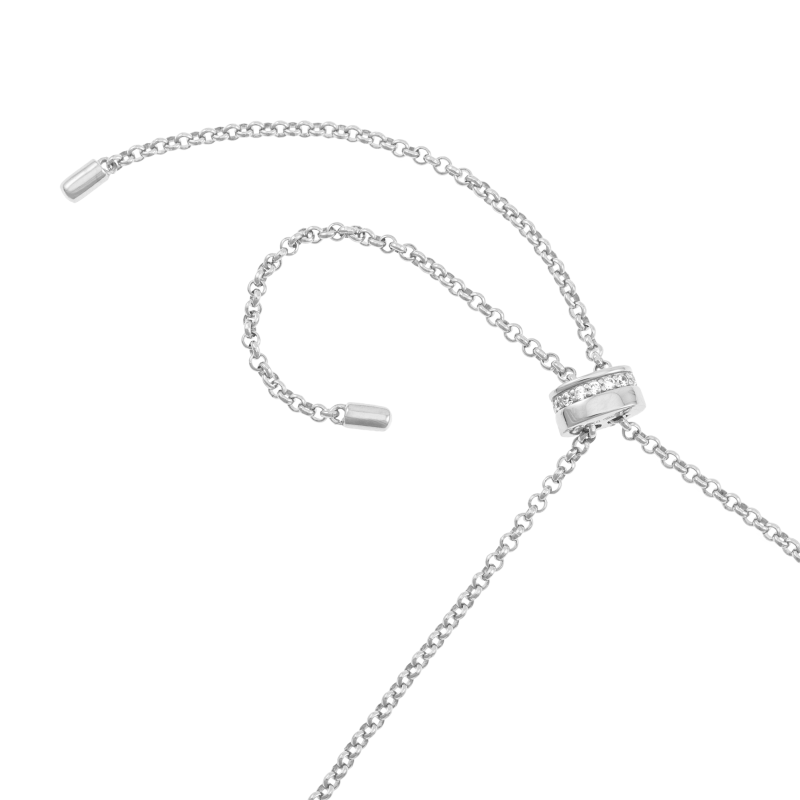Collier en or jaune et argent rhodié, oxydes de zirconium, double chaîne