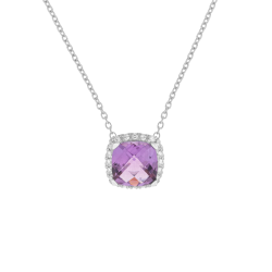 Collier en platine, améthyste et oxydes de zirconium 